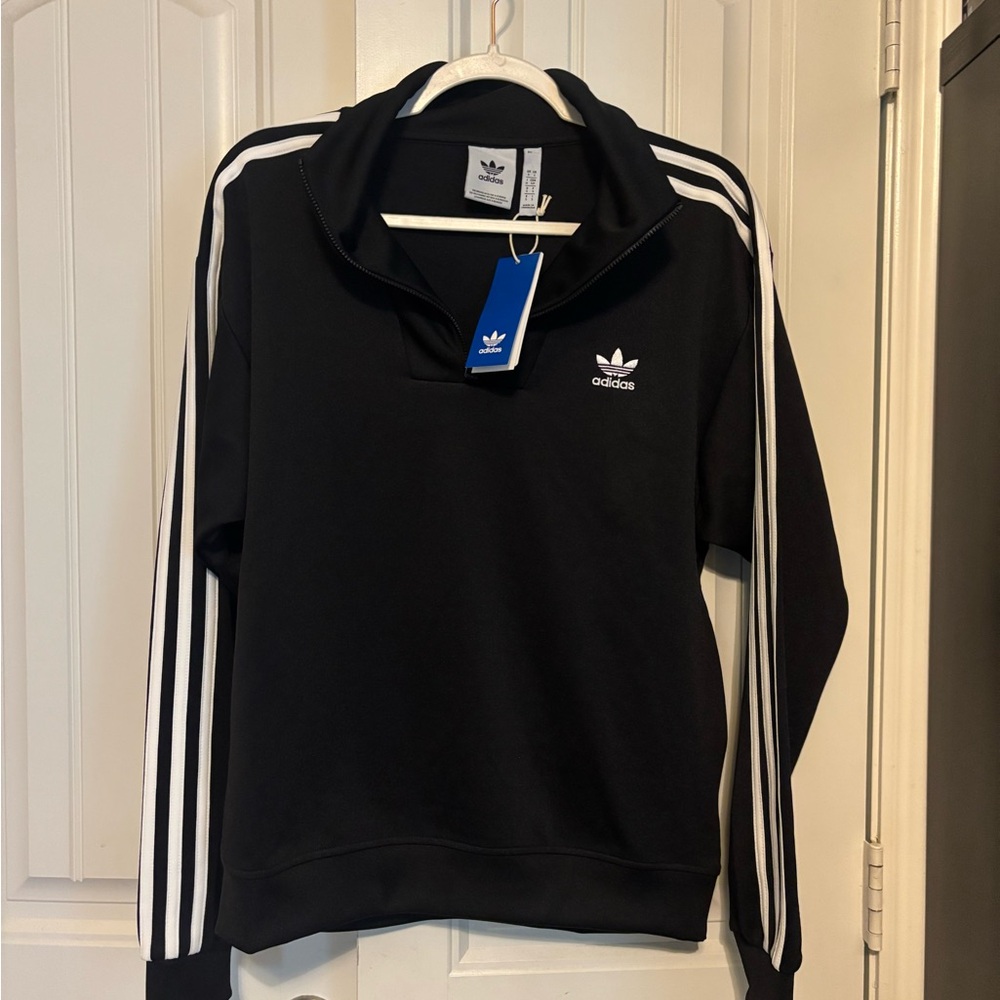 Adidas Black Pullover with White Stripes